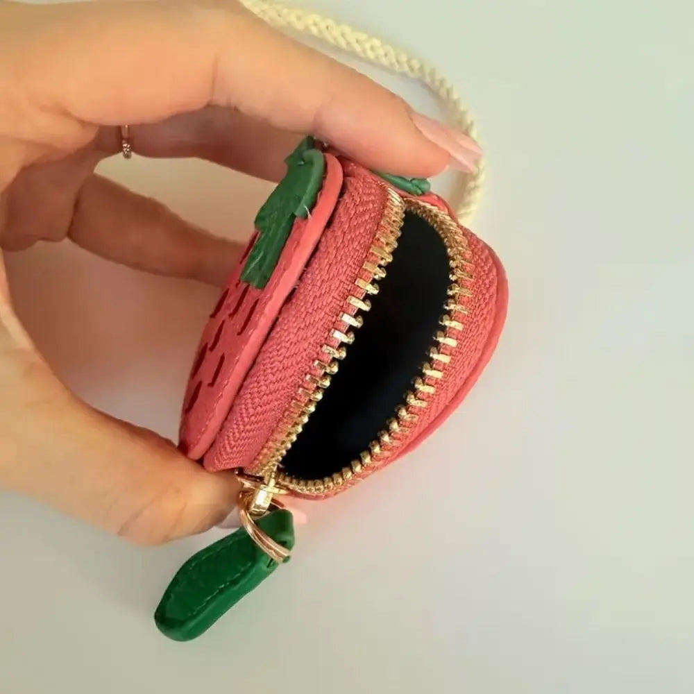 Fruit Shape Coin Purse - Cherry, Strawberry, Cute PU Leather Pendant Bags - Korean Style Keychain - Earphone Bag - Mini Storage Bag