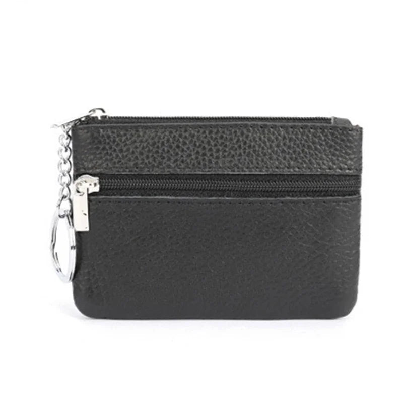Genuine Leather Coin Purse Mini Ultra-thin Small Zipper Cute Wallet Soft Cowhide Leather Driver's License Key Bag Card Holder