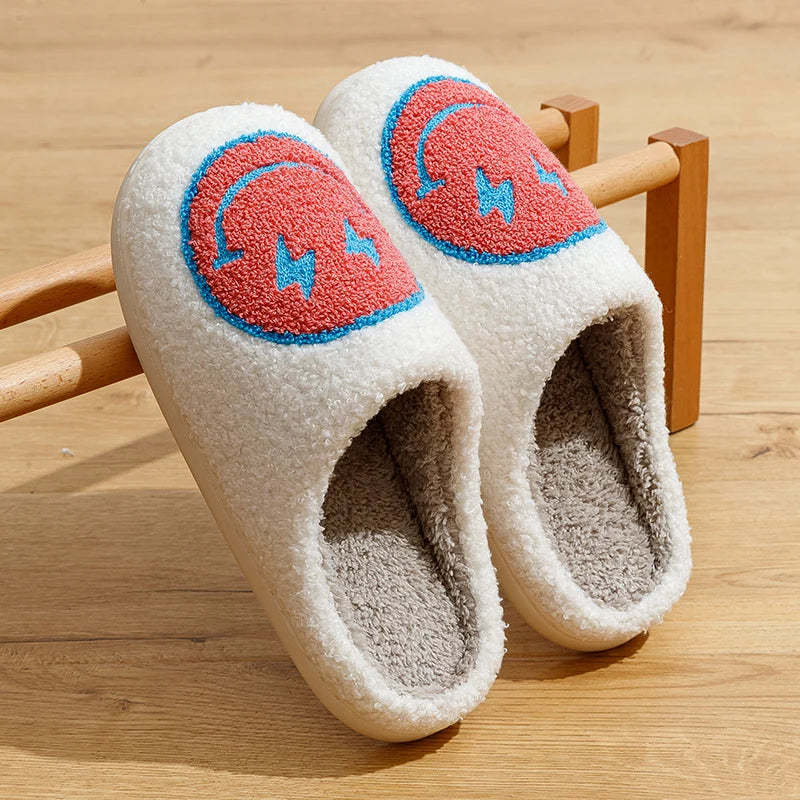Women's Cute Lightning Smiley Face House Slippers