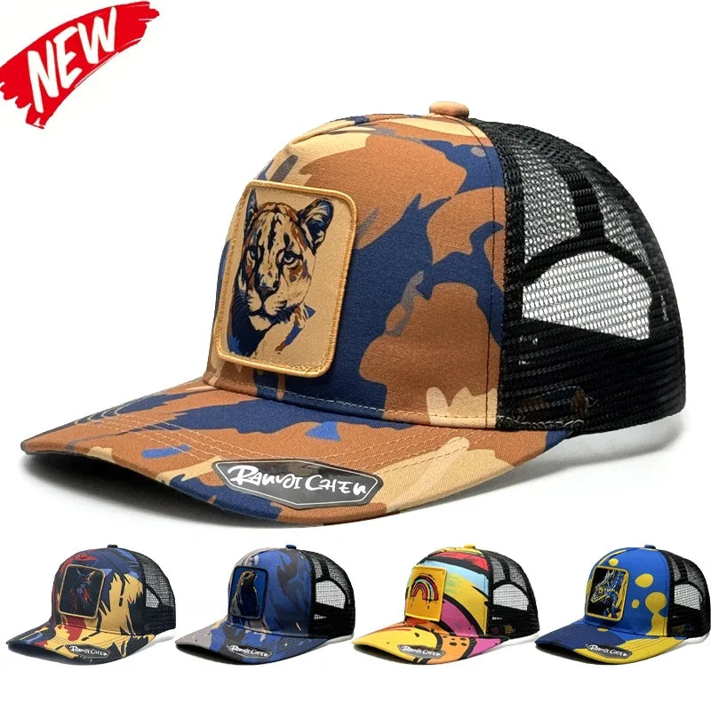 Fashion Trucker Caps - Colourful Zoon Patch - Four Seasons Snapback - Baseball Cap for Women and Men - Adjustable Visor Hat