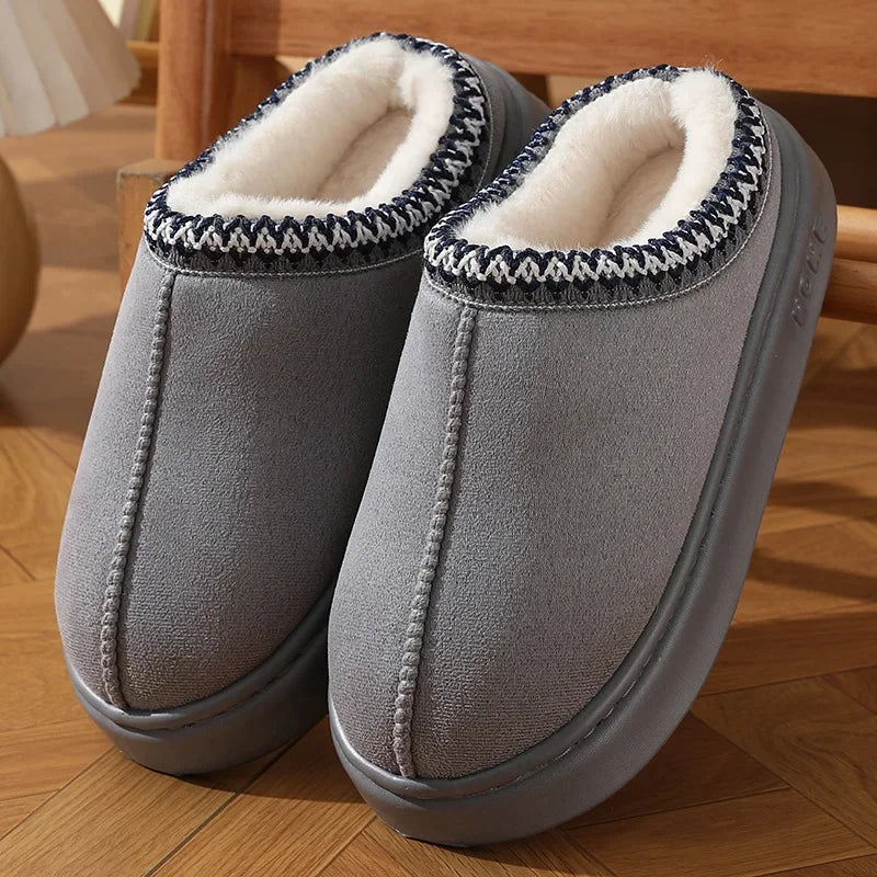 CHEAPER New Fashion Fluffy Platform Slippers for Women Winter Plush Warm Cotton Shoes Woman Comfort Non Slip Unisex Home Slippers