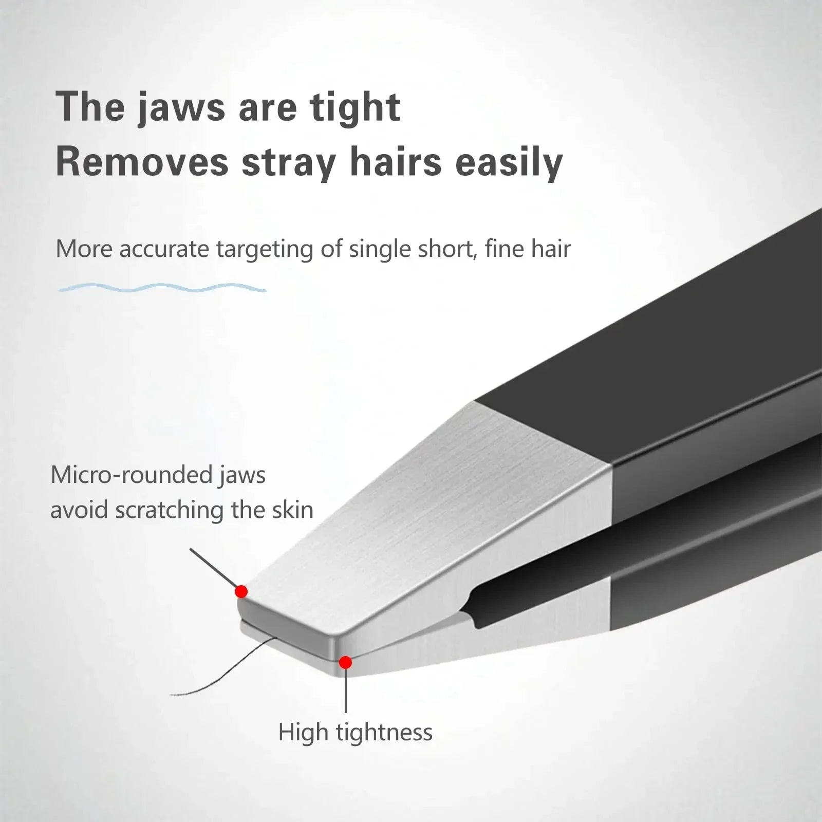 Black Tweezer Set, High Precision Stainless Steel Eyebrow Tweezers for Facial Hair, Inward Growing Hair and Splinter Remover Kit