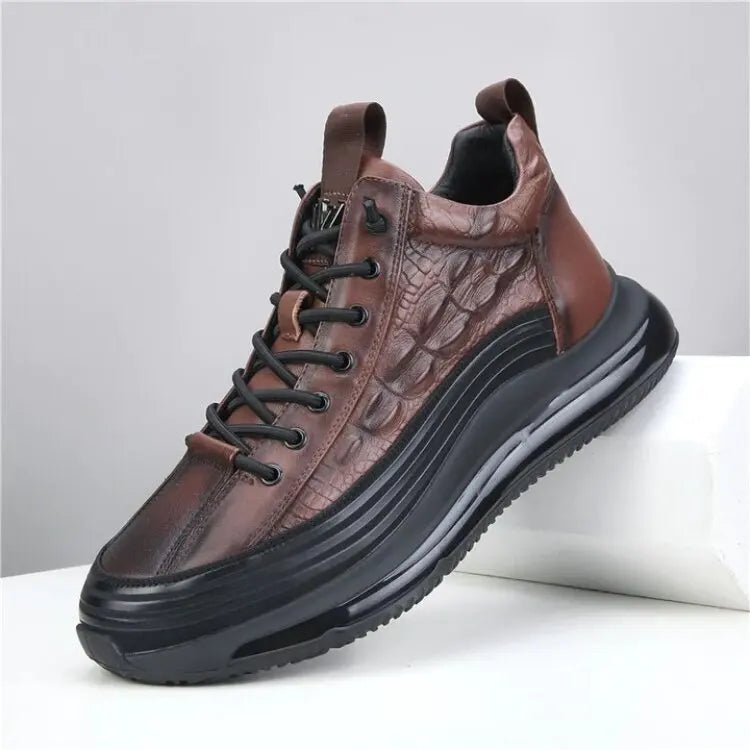 Men's Thick Air Bottom Cushion Crocodile Non-Slip Sneakers