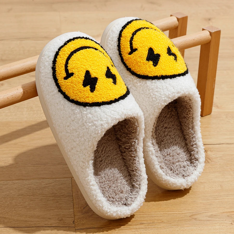 Women's Cute Lightning Smiley Face House Slippers