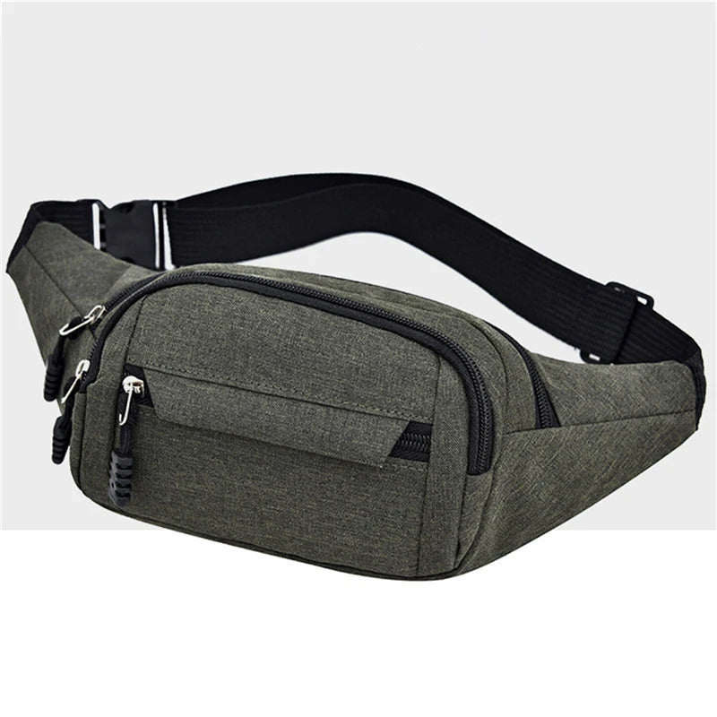Water-resistant Waist Packs - Outdoor Sports Bag - Unisex - Canvas Pouch - Fanny Pouch - Solid Color - Zipper Crossbody Bag