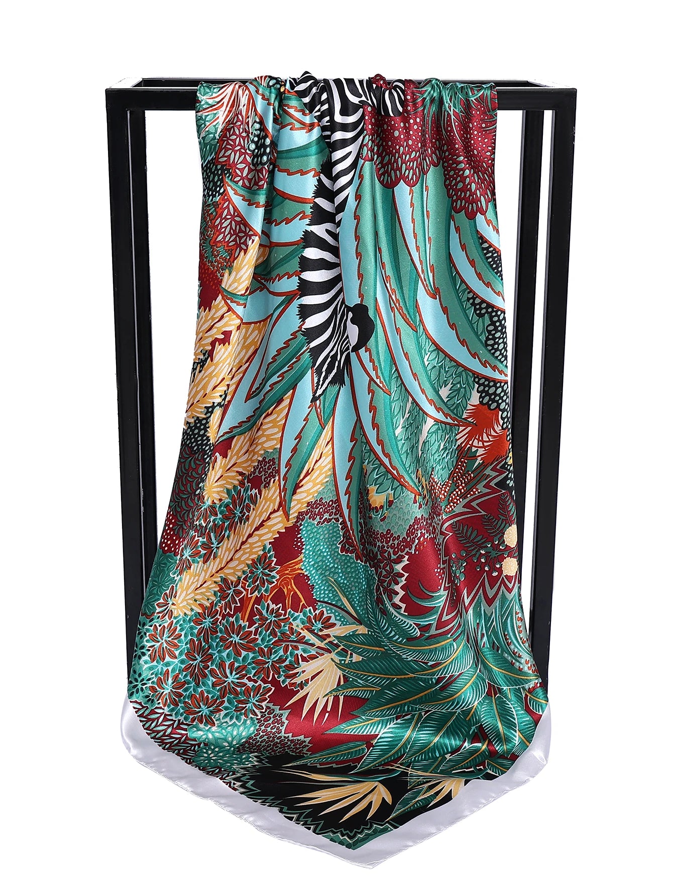 Luxury Brand Square Silk Scarf - Satin Print - Hijab - Scarves - Bandana - Female Shawl Wrap - Headband - Foulard 90x90 cm