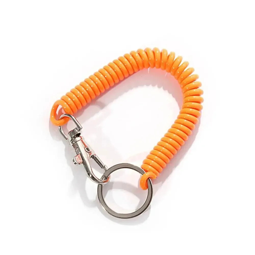1-3 Pcs - 18cm Spiral Elastic Spring Rope Keychain - Key Ring Metal Carabiner for Anti-lost Ant-theft Phone, Wallet - Spring Key Cord Clasp Hook
