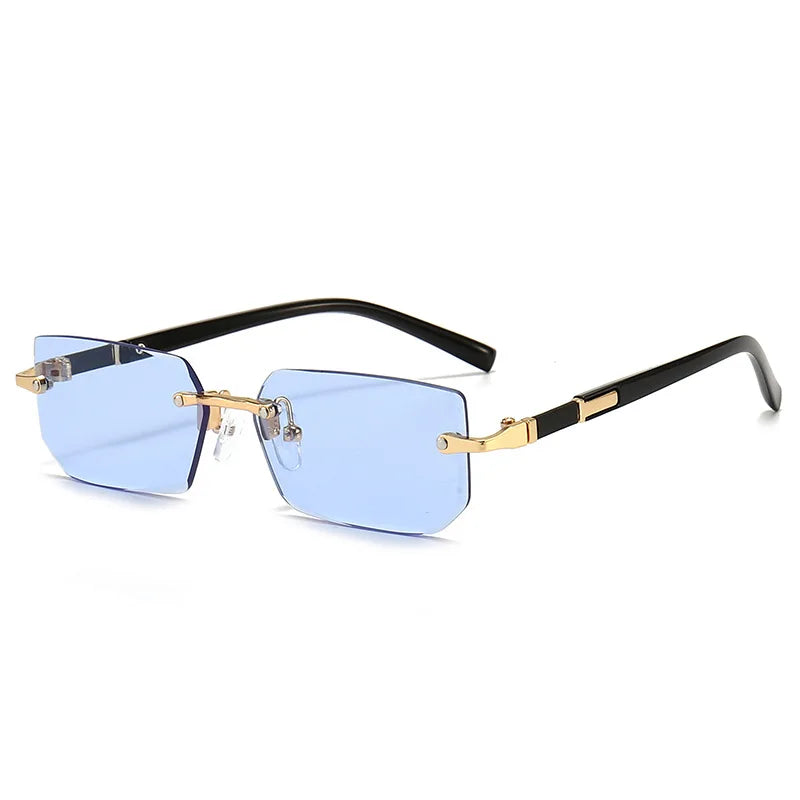 Retro Fashion Rimless Sunglasses - Classic Small Square Shades