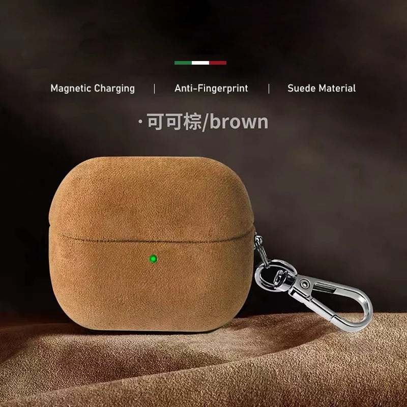 Luxury Italian Suede Leather Headphone Case for AirPods 4, 3, 2, 1 - Supercar Material - Wireless Charge Earphone Case