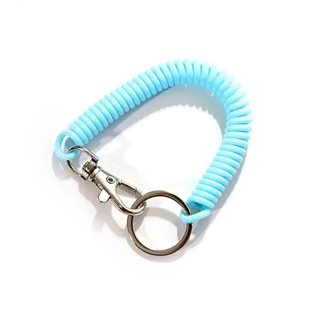 1-3 Pcs - 18cm Spiral Elastic Spring Rope Keychain - Key Ring Metal Carabiner for Anti-lost Ant-theft Phone, Wallet - Spring Key Cord Clasp Hook