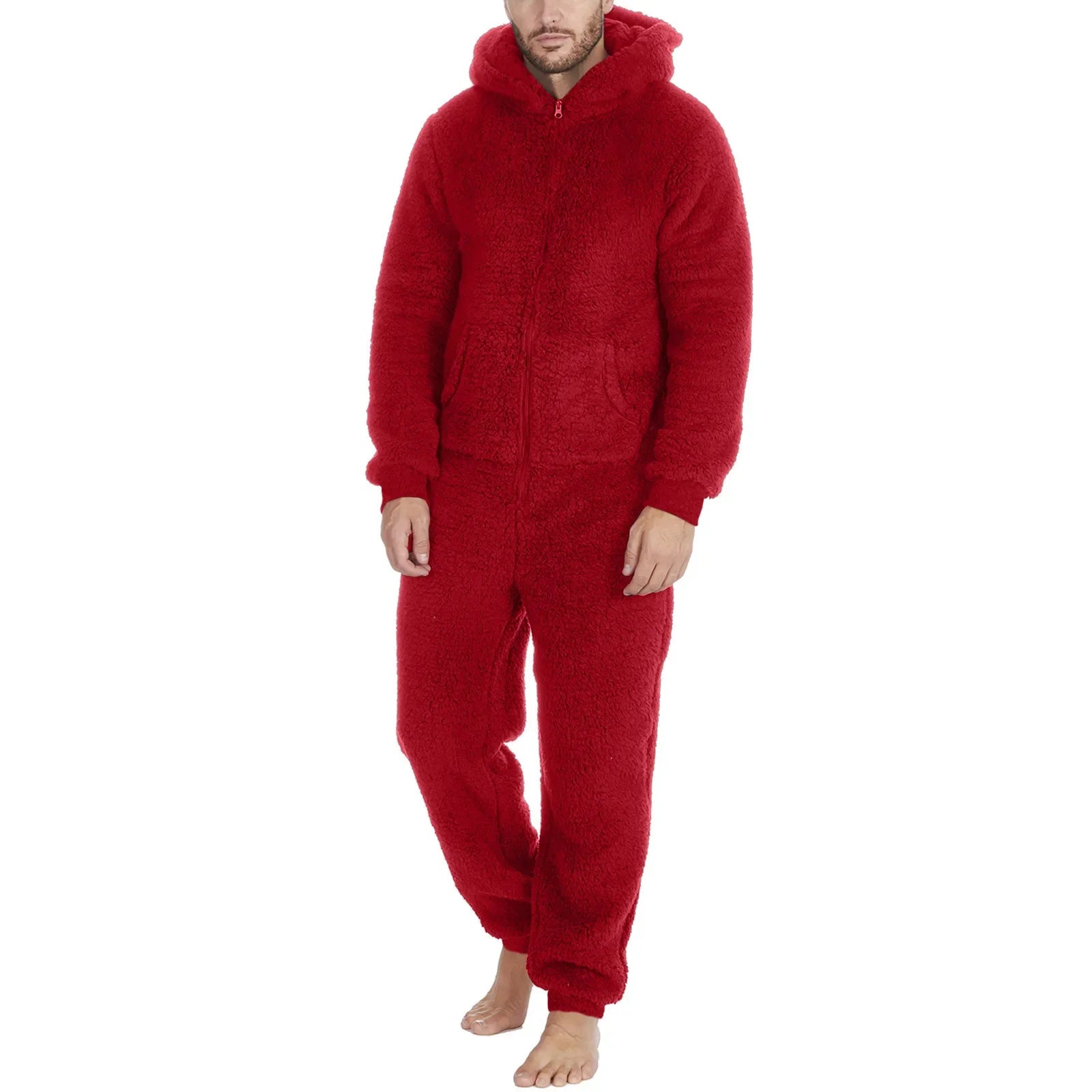 Men's Sleepwear Jump Suit - Plush Thermal One-piece Pajamas