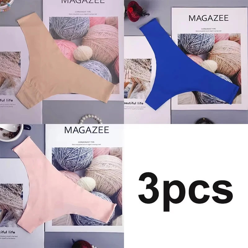 3 pairs - Women's Panties - Ice Silk Underwear Low Waist V-Waist Briefs Cotton Crotch Breathable Quick-Drying Sports Underwear