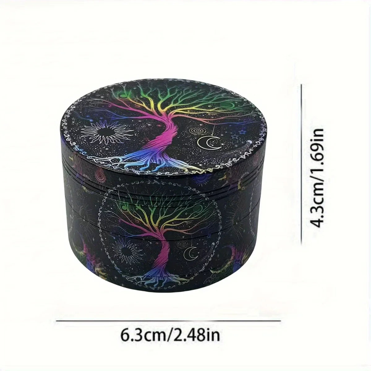 2/2.5 inch Boho Tree Metal 4-Layer Herb Grinder