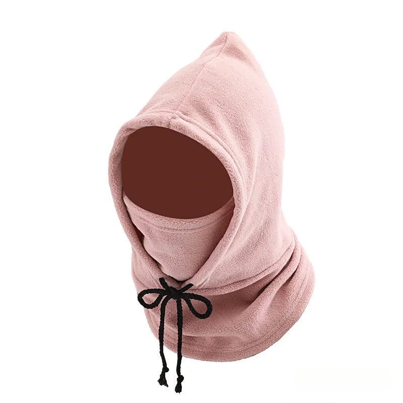 Balaclava Knit Hood - Windproof Mask with Drawstring - Motorcycle Riding Headgear - Warm Knitted Cap for Cold Weather