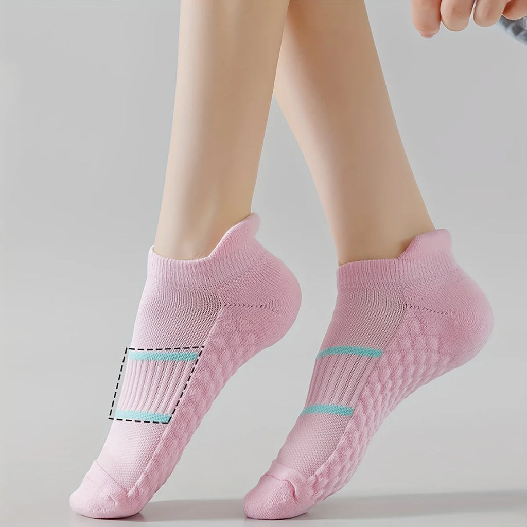 7 pairs - Women's Stripe Pattern Textured Socks - Comfy & Sporty Short Socks - Women's Stockings & Hosiery