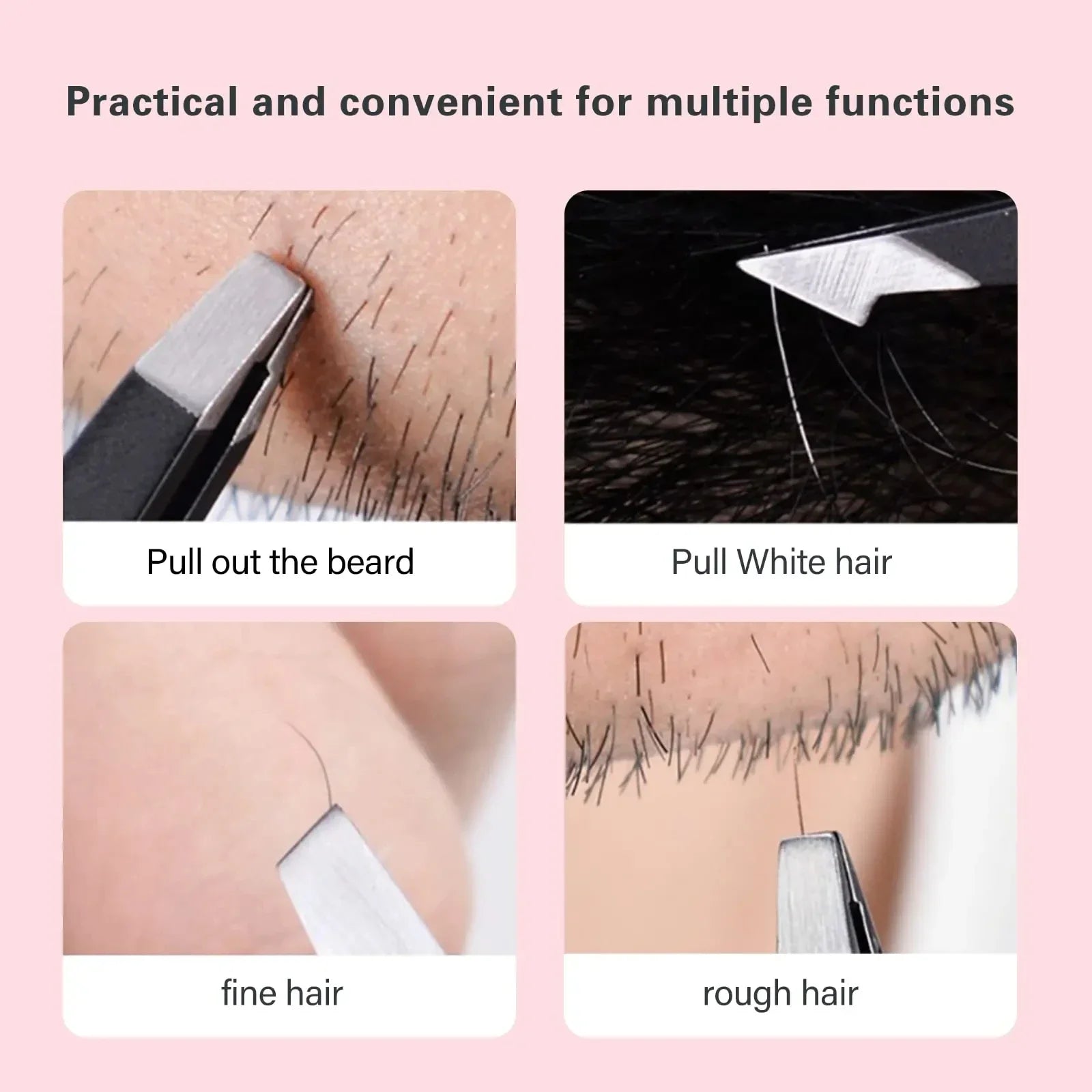 Black Tweezer Set, High Precision Stainless Steel Eyebrow Tweezers for Facial Hair, Inward Growing Hair and Splinter Remover Kit