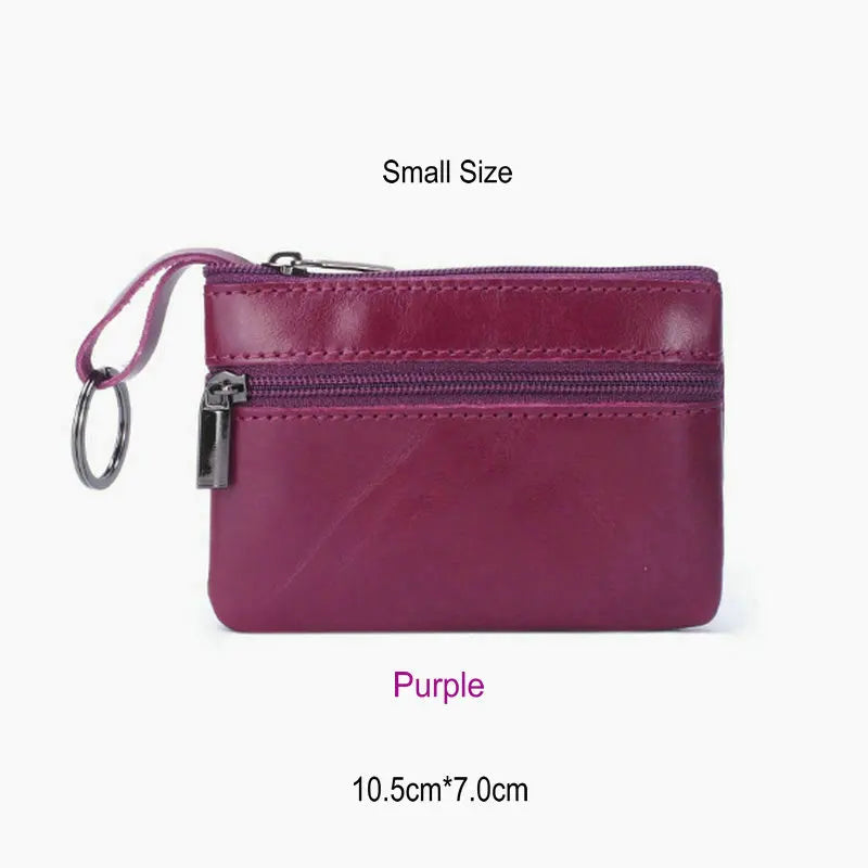 Vintage Crazy Horse Leather Men's Coin Purse Genuine Leather Zipper Coin Wallet Retro Key Holder Small Money Bag