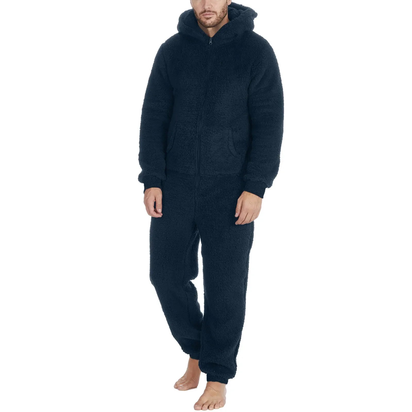 Men's Sleepwear Jump Suit - Plush Thermal One-piece Pajamas