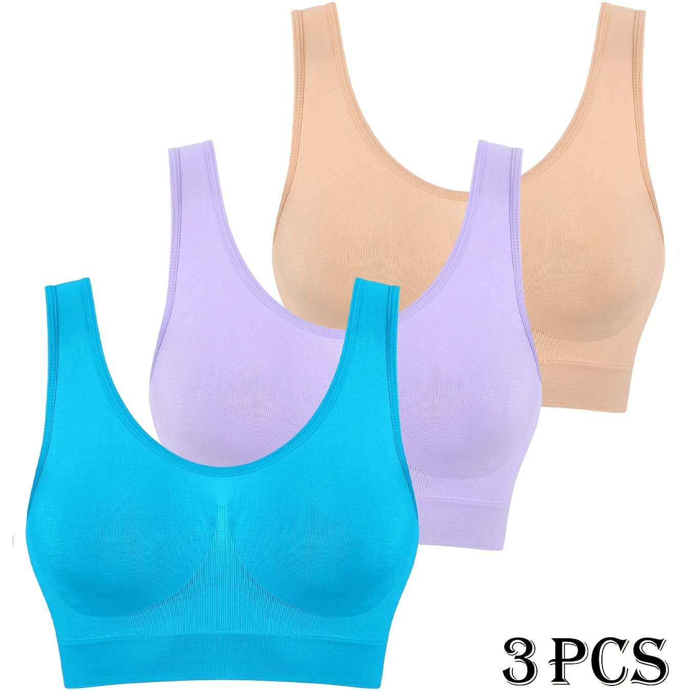 3 pcs - Women's Seamless High-Impact Sports Bras - No Padding Lightweight Breathable Mesh - High Elasticity for Gym, Yoga, Running - Elegant Special Series - Highelasticity Fabric