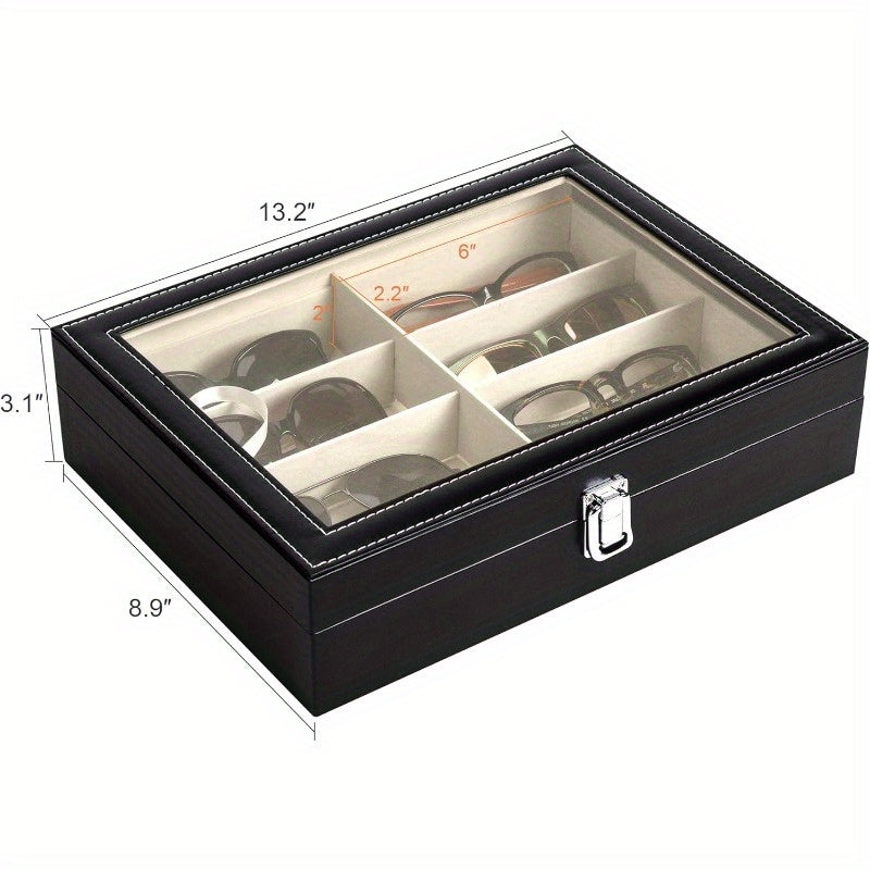 8-compartment Glasses Storage Case - Glasses Collection Case - Luxury PU Material