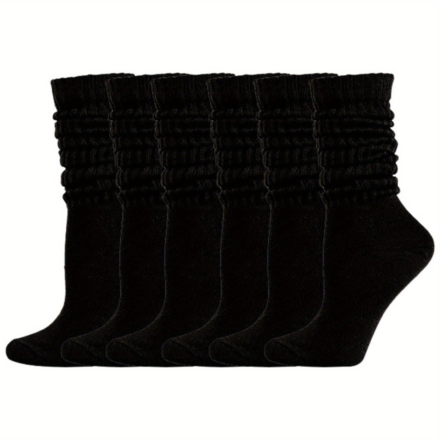 3 Pairs - Warm Winter Socks - Unisex Breathable Mid Calf Socks - Solid Color Stacked Long Socks