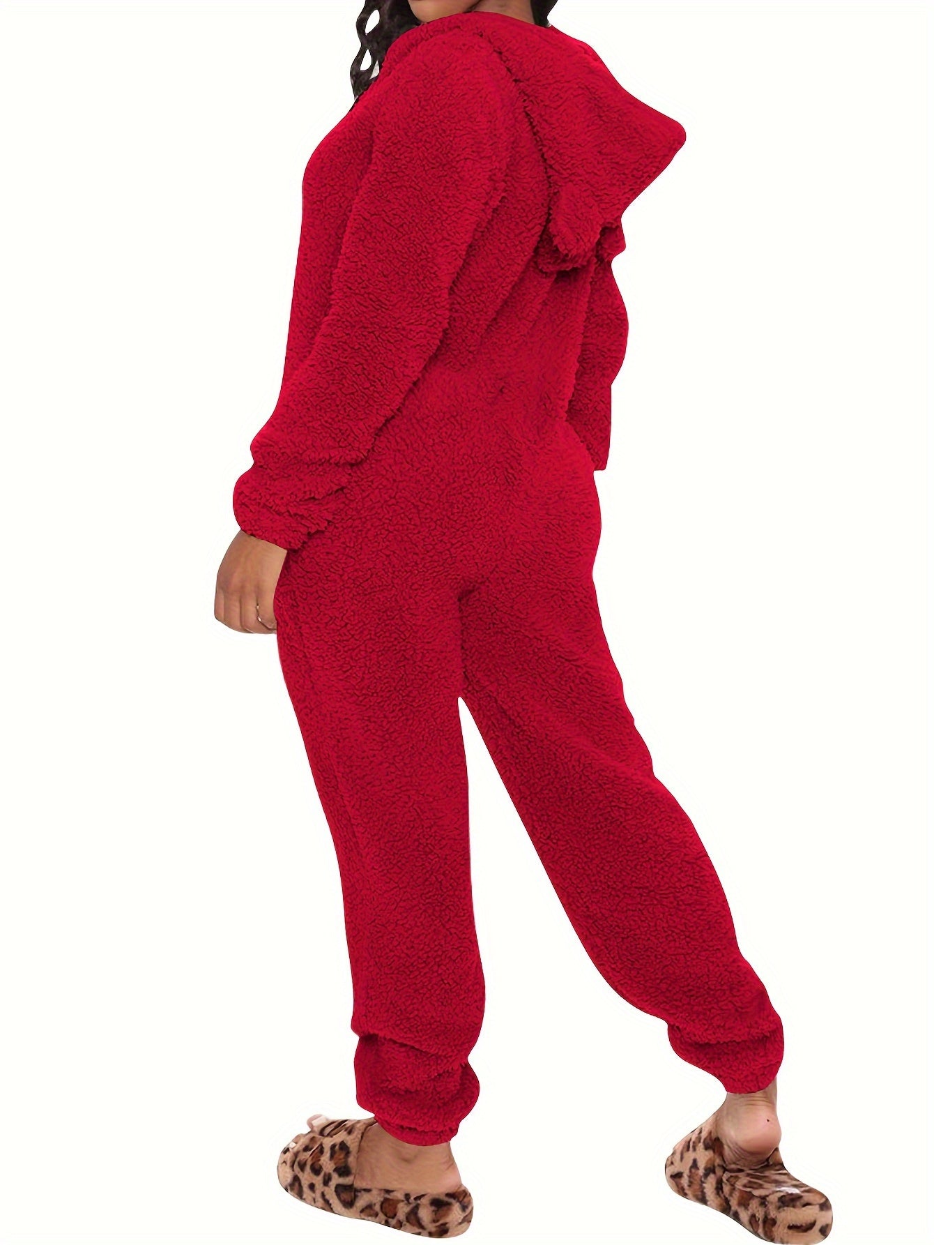 Fuzzy Cozy Hooded Pajama Jumpsuit - Comfy &amp; Cute Long Sleeve Zipper Pajamas - Women's Lingerie &amp; Sleepwear - Music Festival