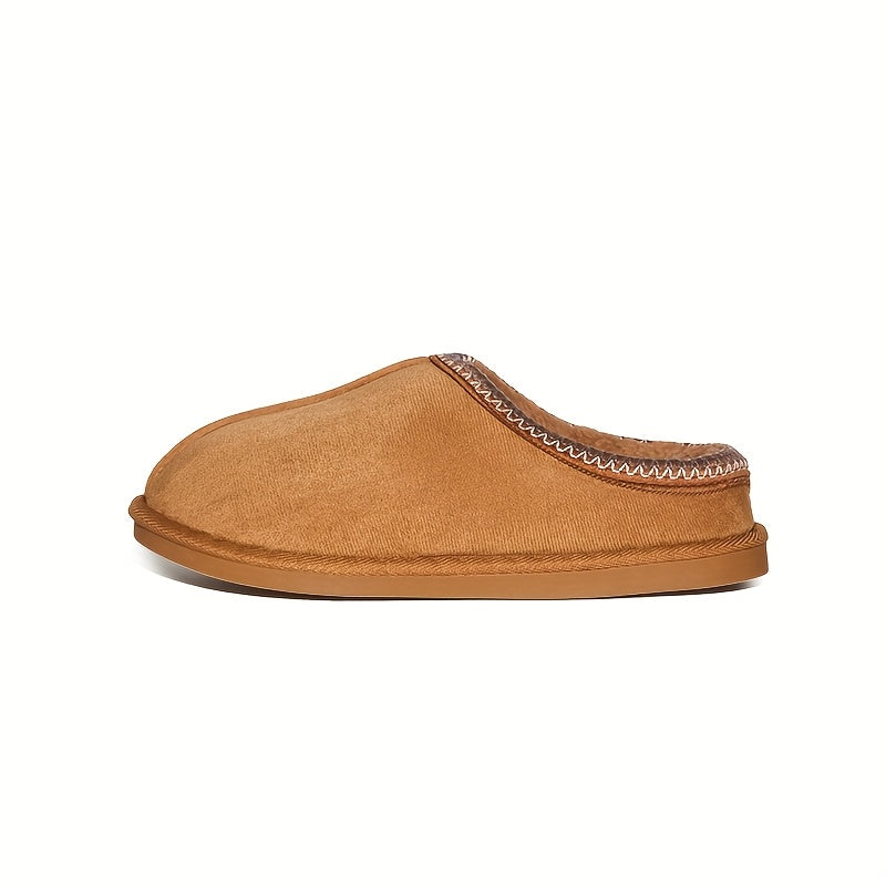 Plush Furry House Shoes with TPR Sole - Slip-On Thick Casual Footwear