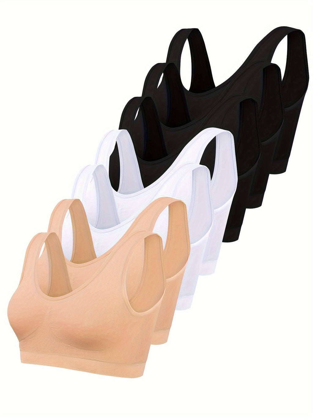 7 pcs - Solid Seamless Sporty Bra - Comfy & Breathable Bra - Women's Lingerie & Underwear