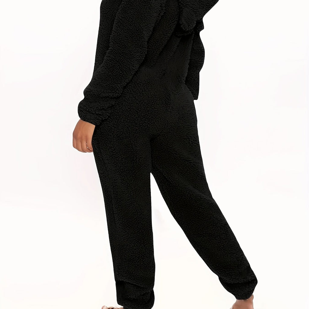 Fuzzy Cozy Hooded Pajama Jumpsuit - Comfy &amp; Cute Long Sleeve Zipper Pajamas - Women's Lingerie &amp; Sleepwear - Music - view 14 of 16