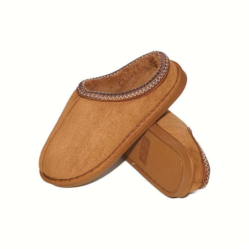 Plush Furry House Shoes with TPR Sole - Slip-On Thick Casual Footwear