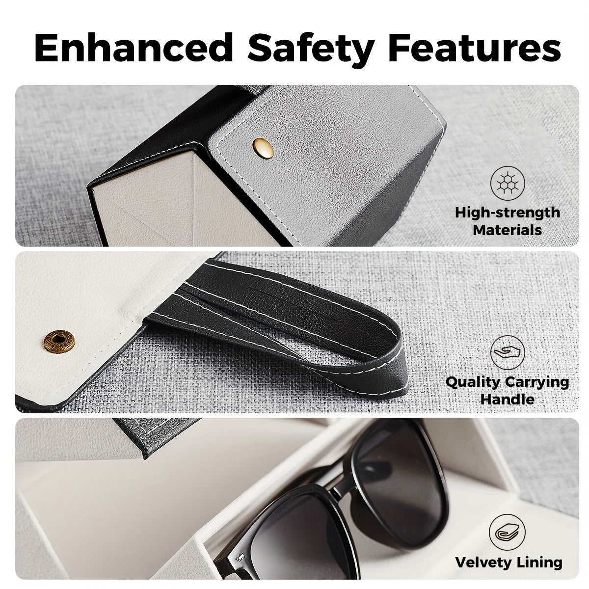 5-compartment Fashion Glasses Organizer Case - Portable Eyewear Storage Box - Scratch-Resistant Soft Lining &amp; Sleek White & Black Design - Compact Style, Durable Construction, for Fashion Glass Lovers