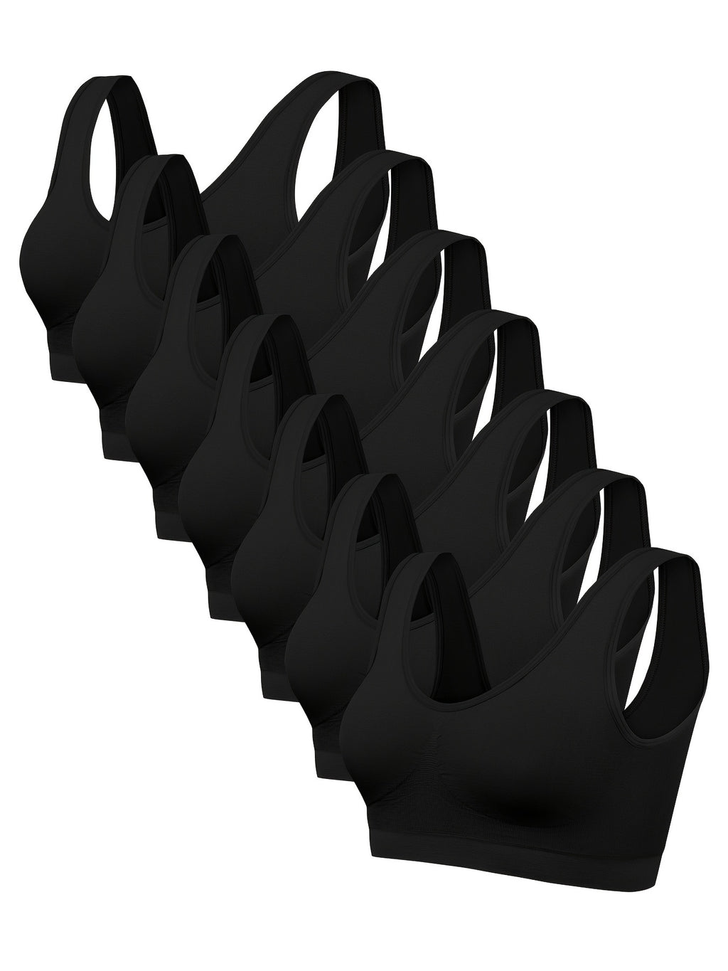 7 pcs - Solid Seamless Sporty Bra - Comfy & Breathable Bra - Women's Lingerie & Underwear