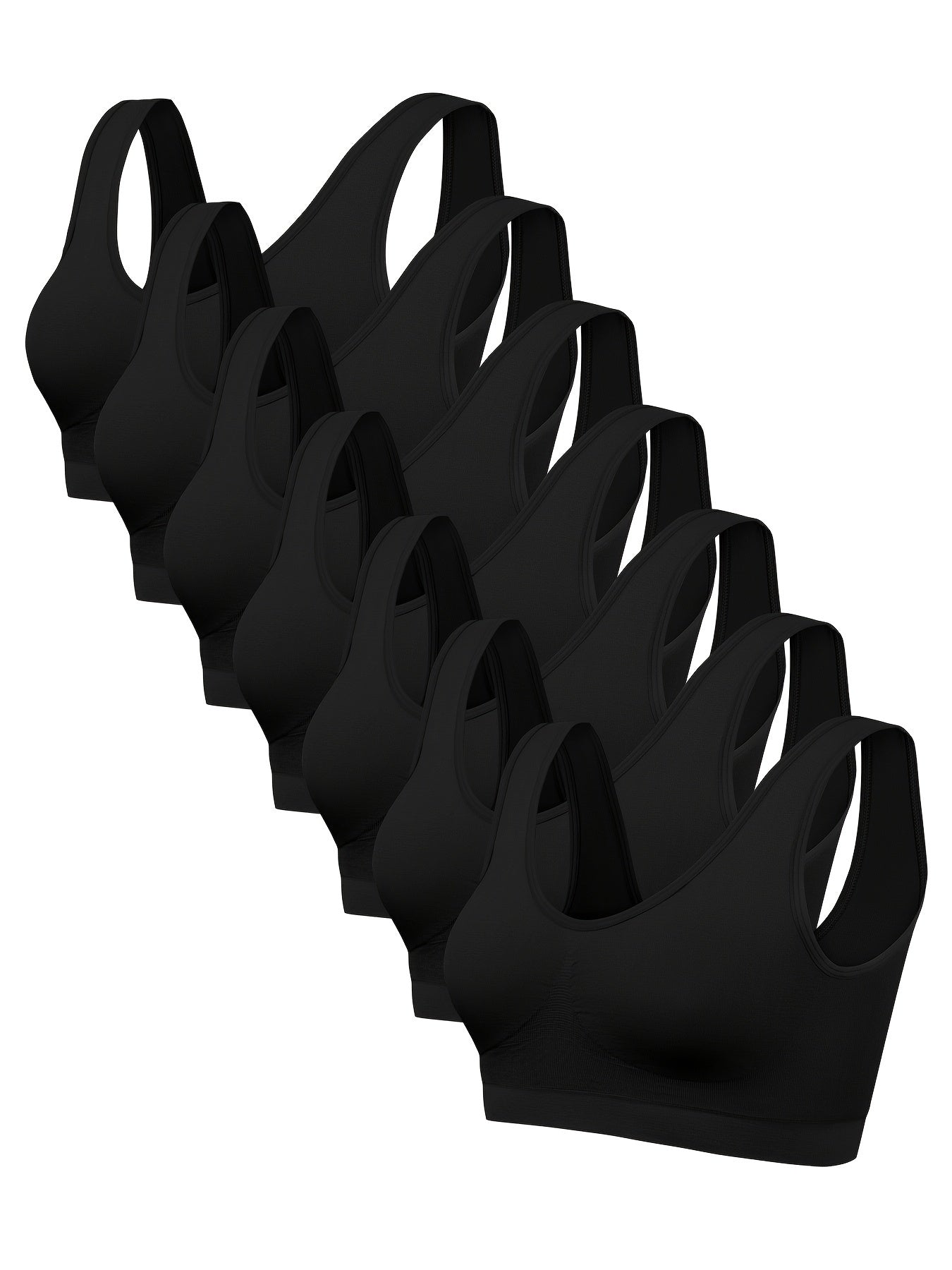 7 pcs - Solid Seamless Sporty Bra - Comfy & Breathable Bra - Women's Lingerie & Underwear