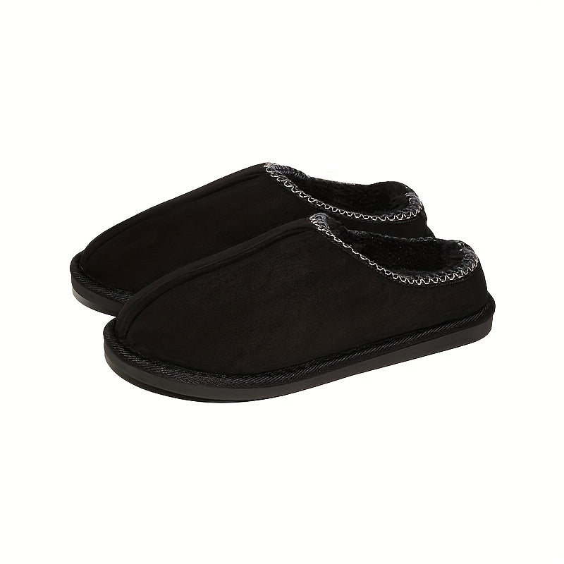 Plush Furry House Shoes with TPR Sole - Slip-On Thick Casual Footwear