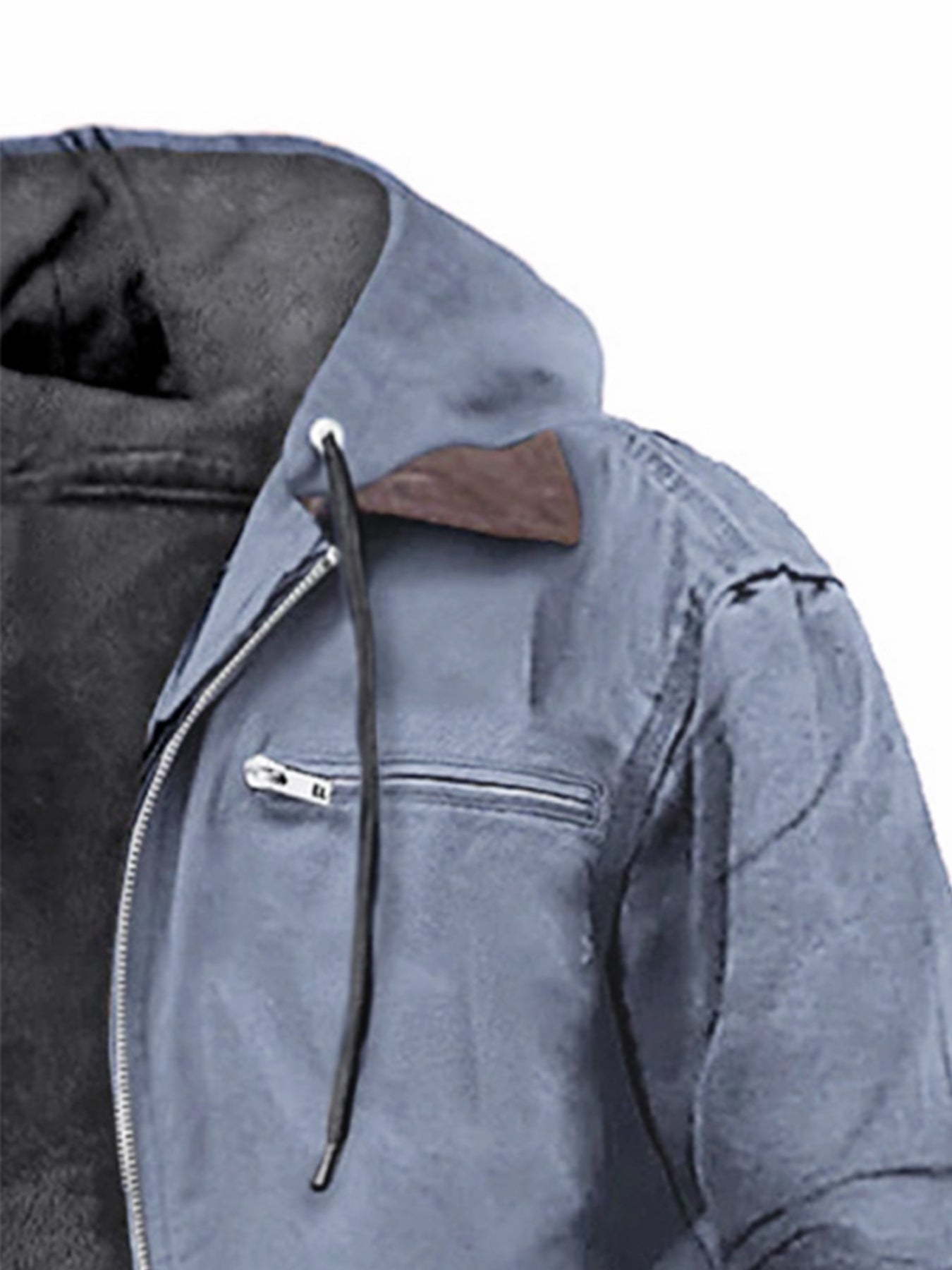 Men's Vintage Oversized Hooded Fleece-Lined Jacket - 350gsm Heavyweight 65% Polyester/35% Fleece Blend, Full-Zip Front Closure, Full-Zip Hooded Coat with Full-Zip Closure, Machine Washable Winter Jacket For Cold Weather - Ide