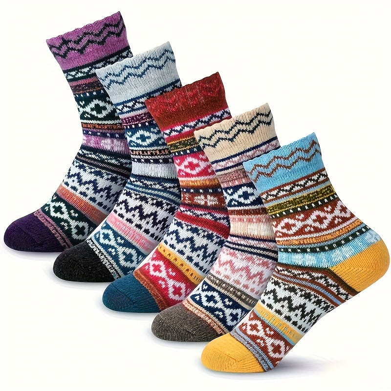 10 Pairs - Women's Winter Socks - Thickened Soft Warm Knitted Casual Socks for Mountaineering and Skiing