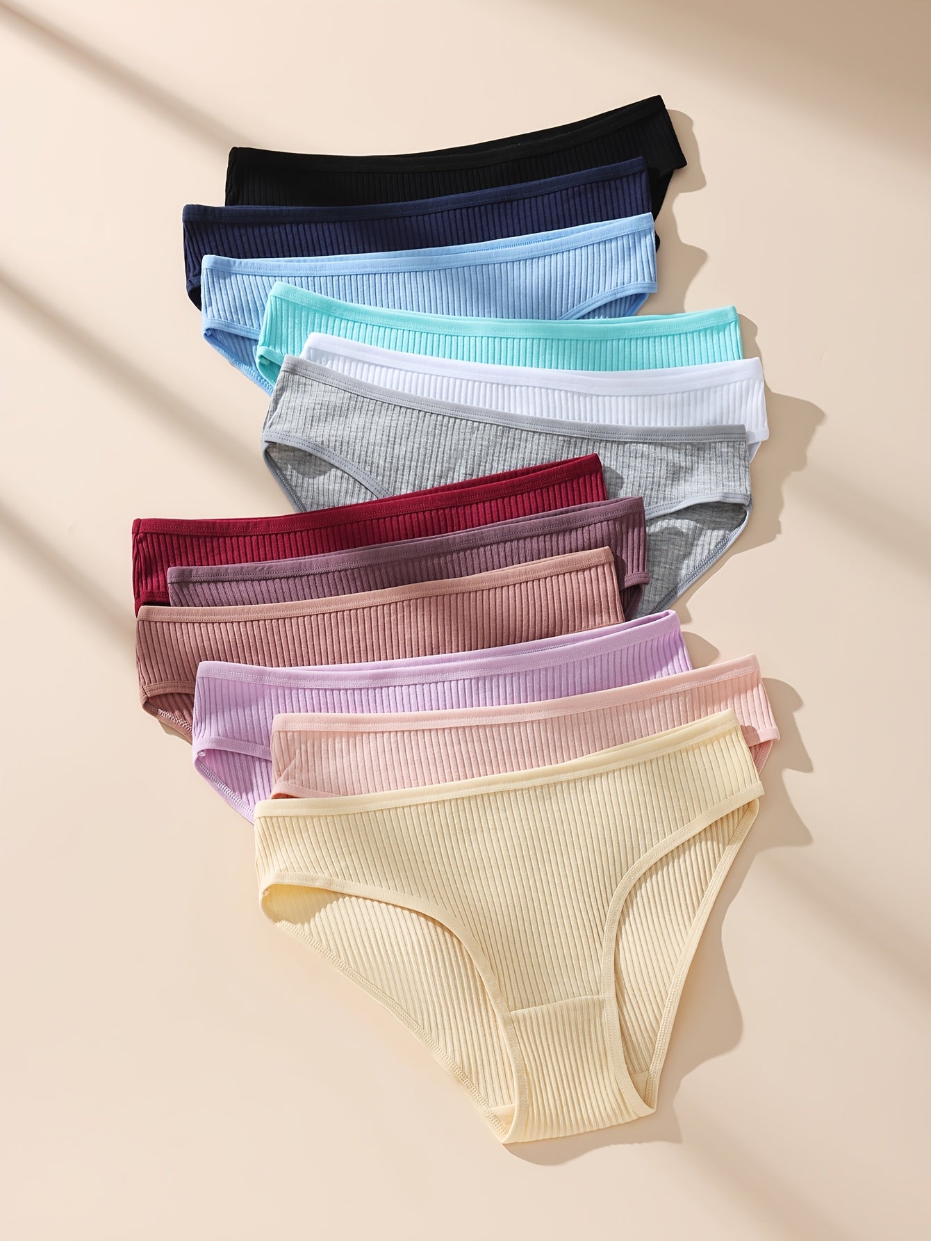 12 pairs - Sexy And Simple Solid Color Women's Underwear - Breathable and Comfortable Underwear