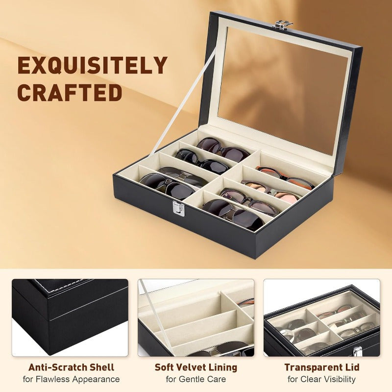 8-compartment Glasses Storage Case - Glasses Collection Case - Luxury PU Material